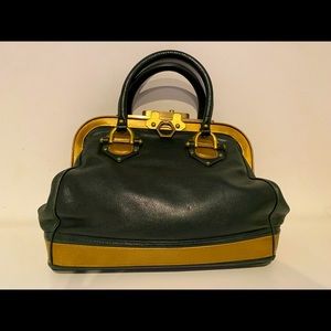 Zac Posen Vintage leather dark green and gold bag